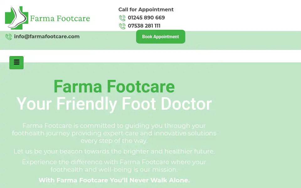 Screenshot of farmafootcare.com