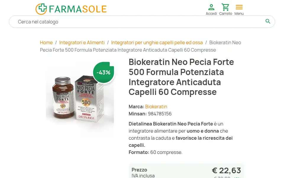 Screenshot of farmasole.it