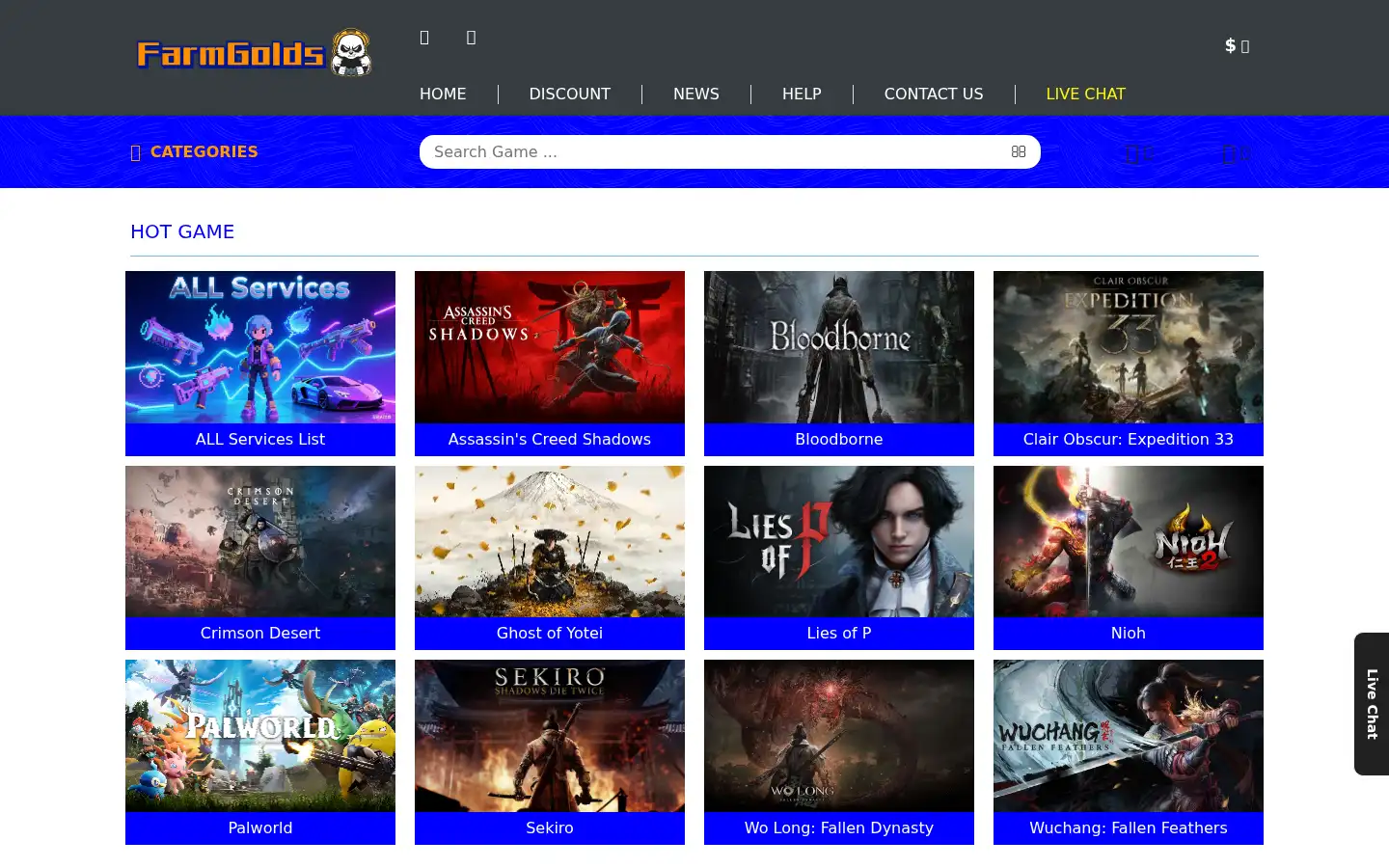 Screenshot of farmgolds.com