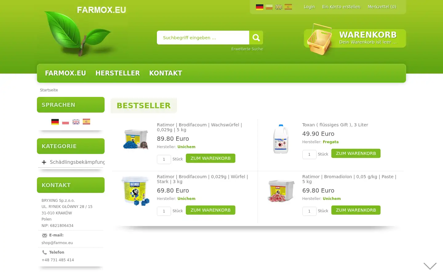 Screenshot of farmox.eu