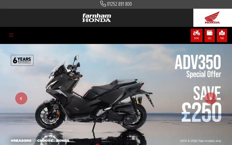 Screenshot of farnhamhonda.co.uk