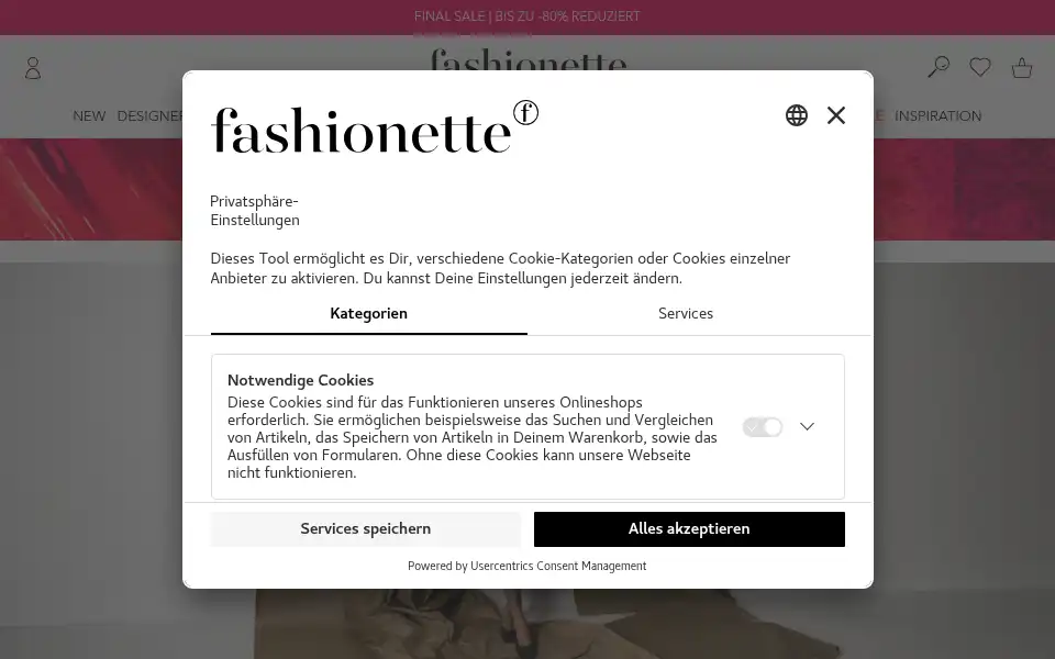 Screenshot of fashionette.be