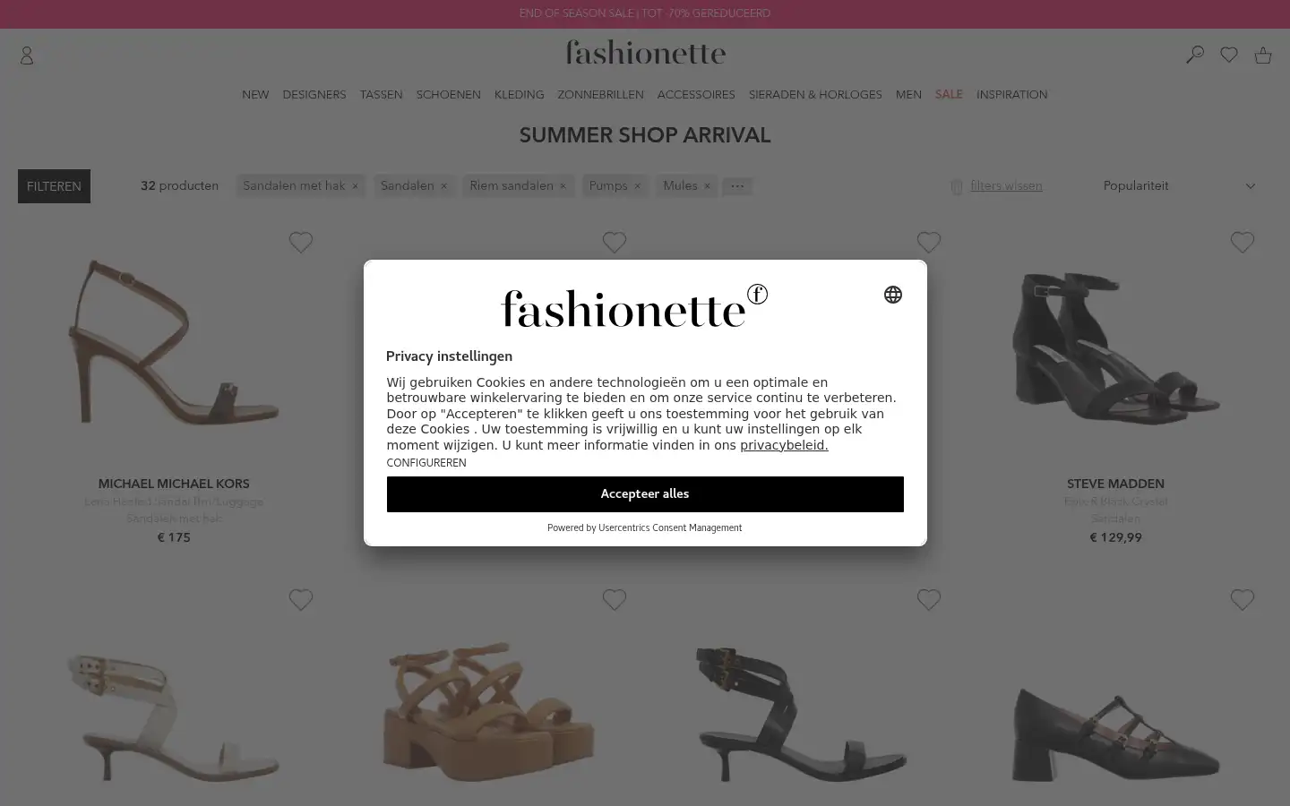Screenshot of fashionette.nl