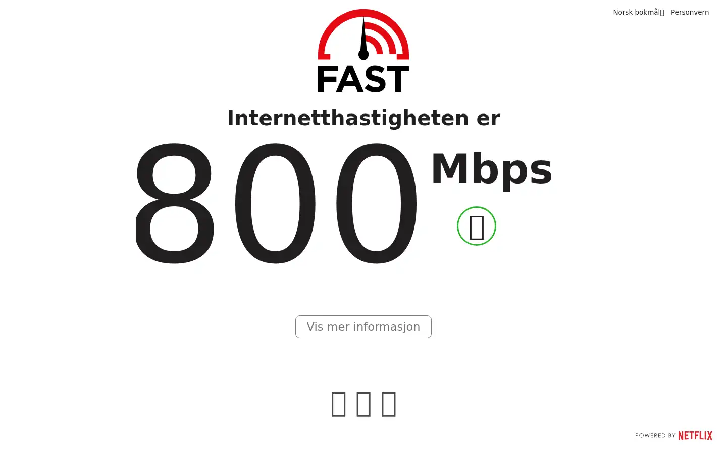Screenshot of fast.com