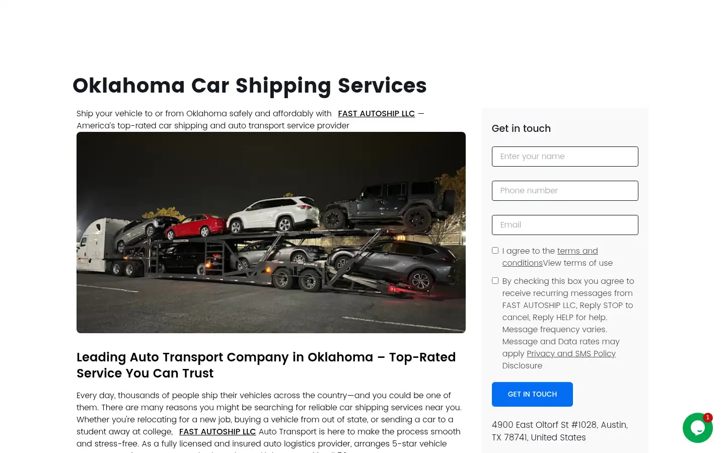 Screenshot of fastautoship.co