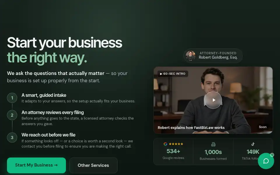 Screenshot of fastbizlaw.com