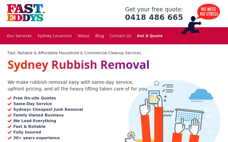 Screenshot of fasteddysrubbishremoval.com.au