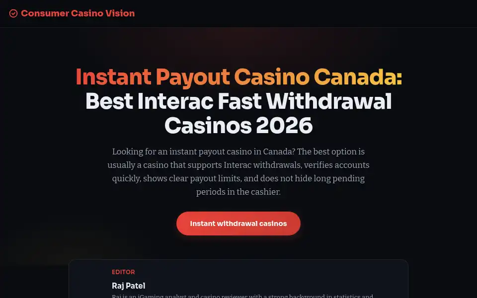 Screenshot of fastestpayoutcasinocanada.com
