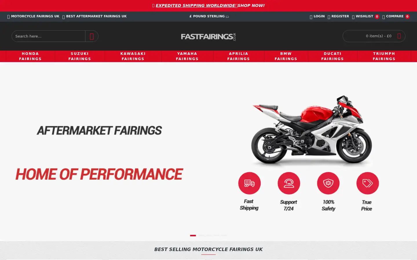 Screenshot of fastfairings.co.uk
