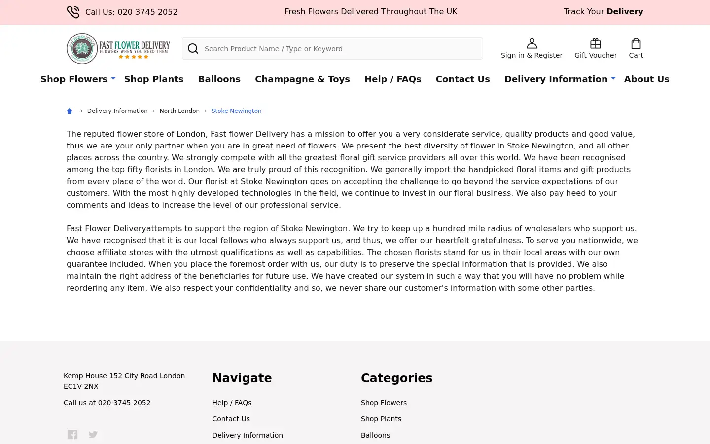 Screenshot of fastflowerdelivery.co.uk
