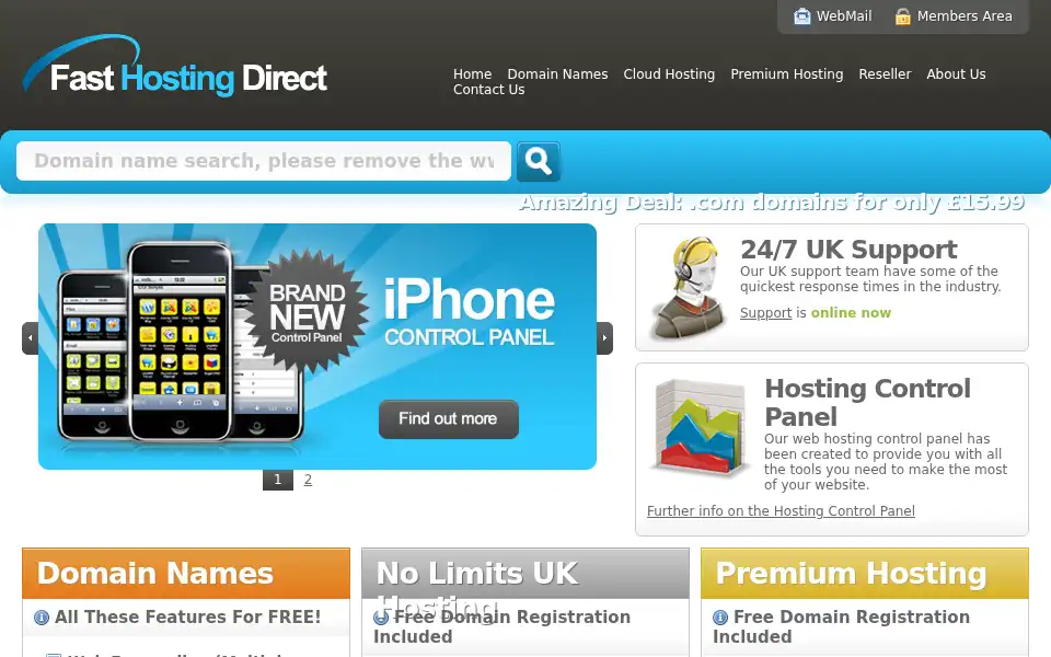 Screenshot of fasthostingdirect.co.uk