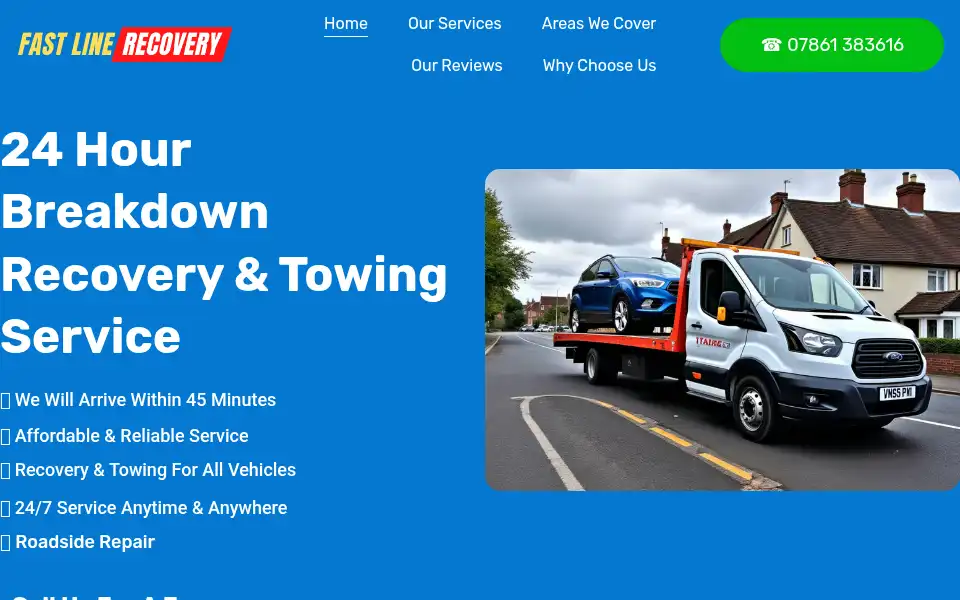 Screenshot of fastlinerecovery.co.uk