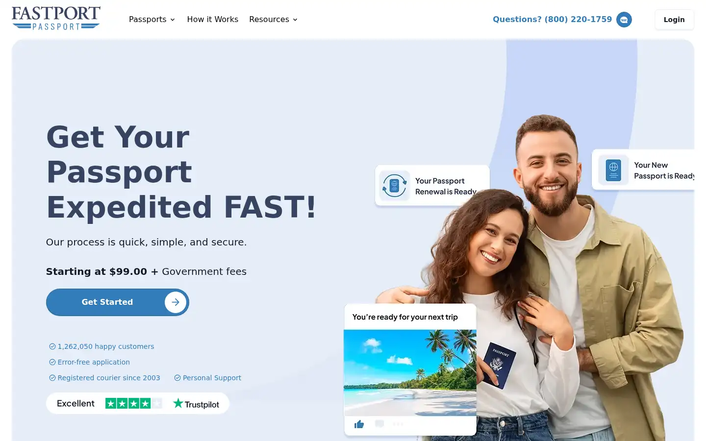 Screenshot of fastportpassport.com