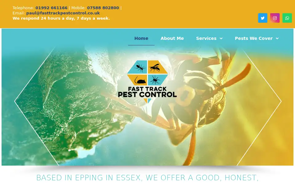 Screenshot of fasttrackpestcontrol.co.uk