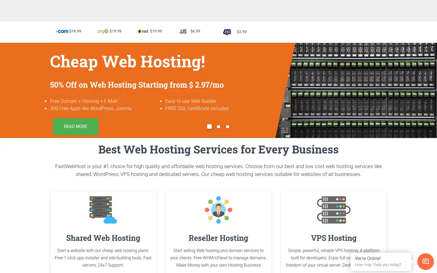 Screenshot of fastwebhost.com