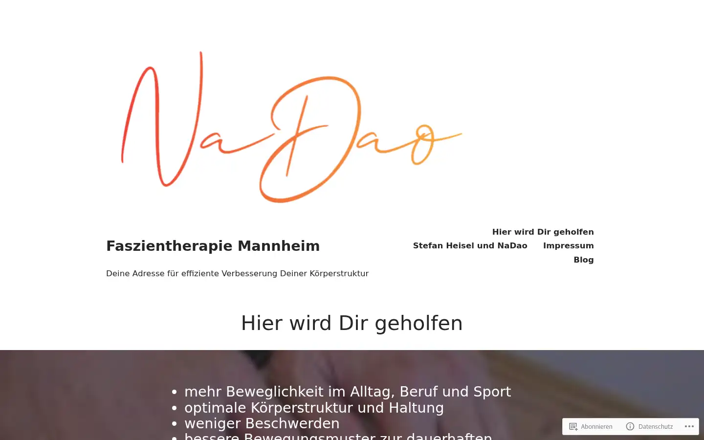 Screenshot of faszientherapie-mannheim.nadao.de
