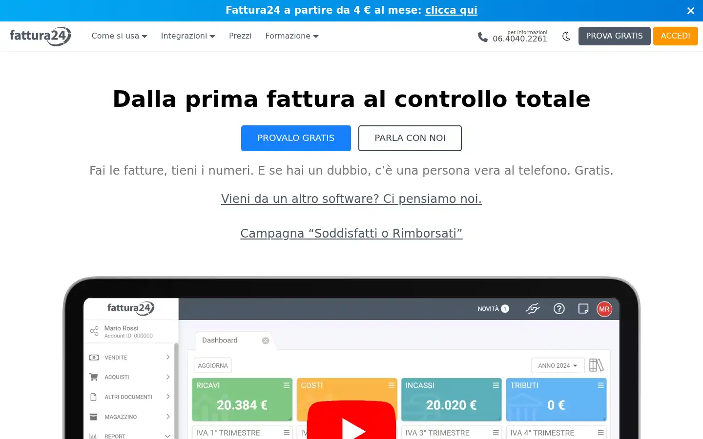 Screenshot of fattura24.com