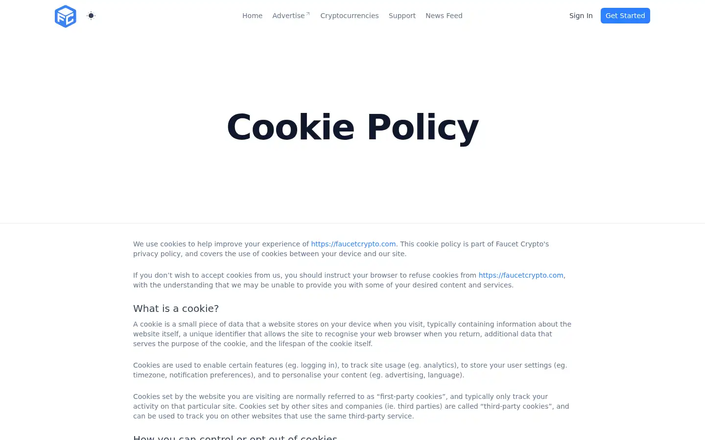 Screenshot of faucetcrypto.com
