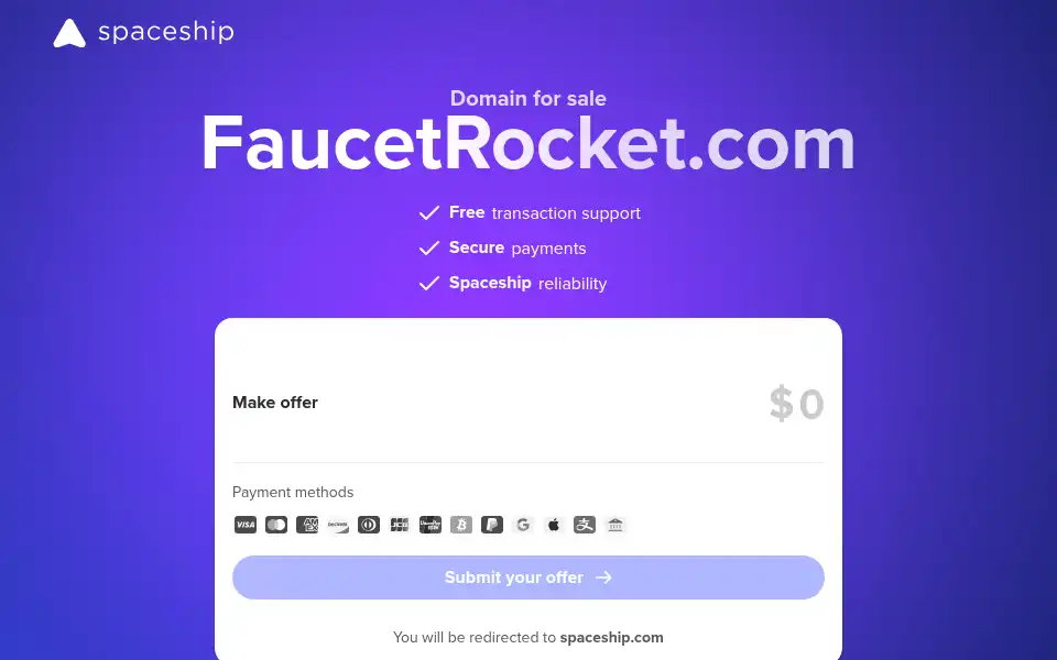 Screenshot of faucetrocket.com
