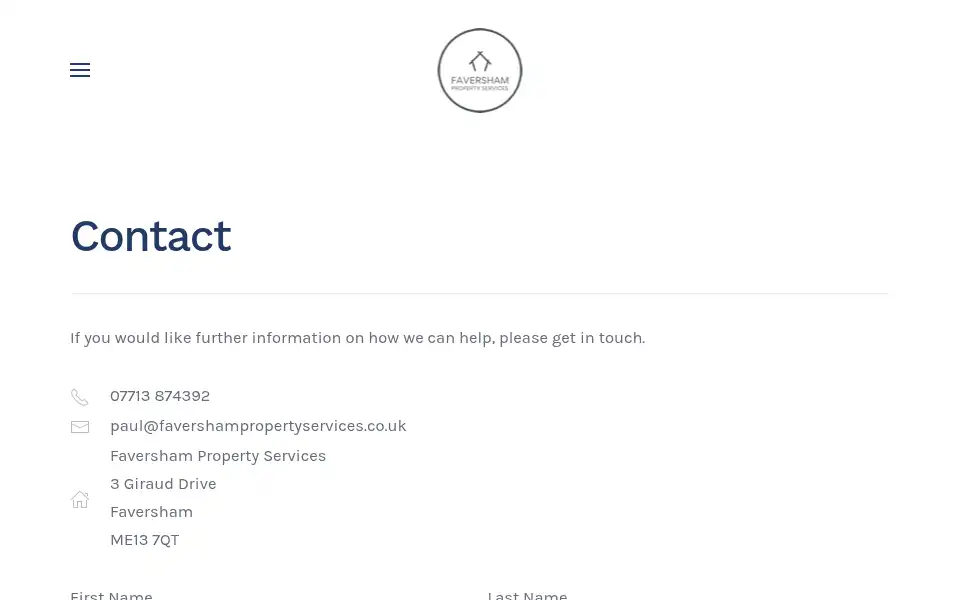 Screenshot of favershampropertyservices.co.uk