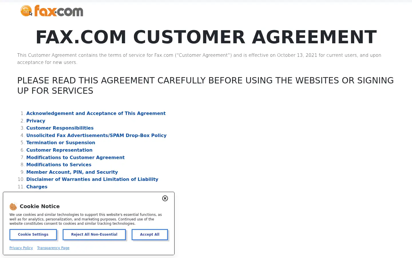 Screenshot of fax.com