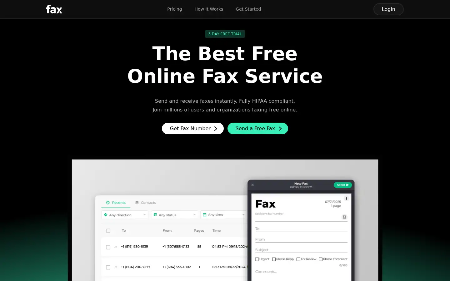 Screenshot of fax.xyz