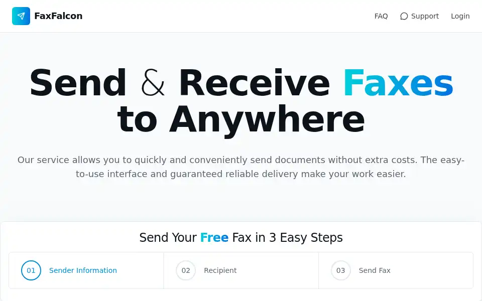 Screenshot of faxfalcon.com
