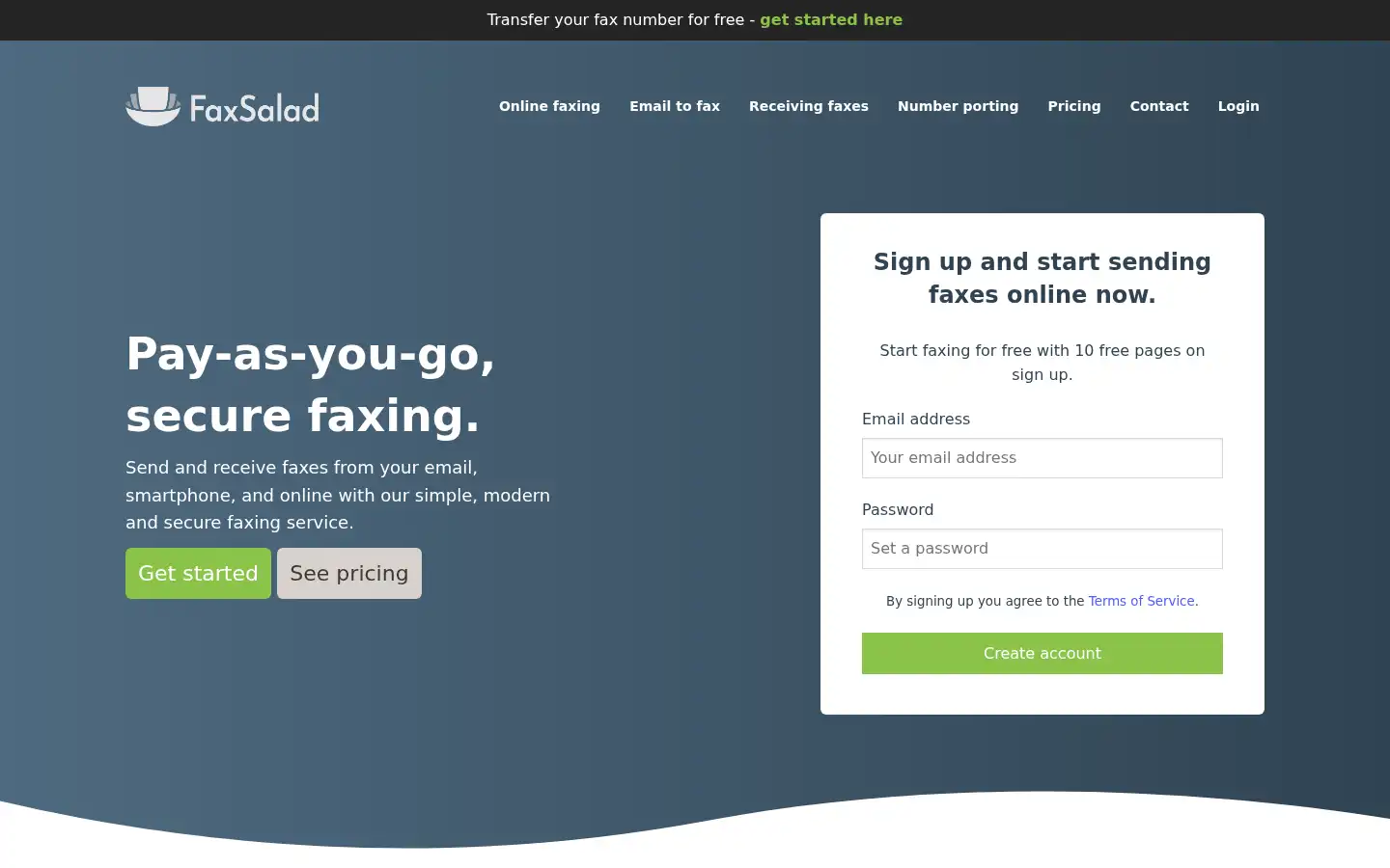 Screenshot of faxsalad.com