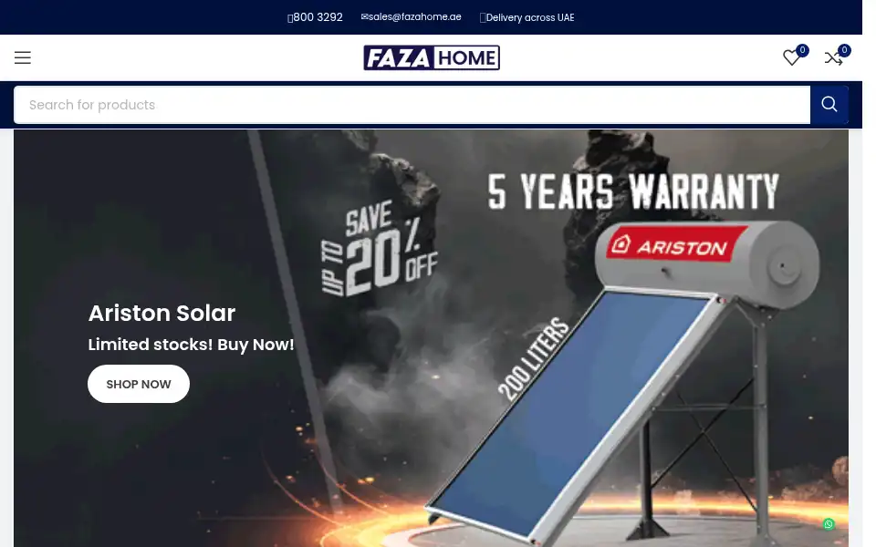 Screenshot of fazahome.ae