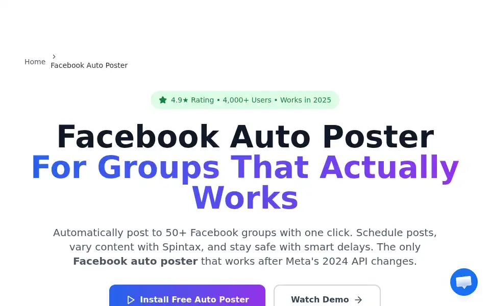 Screenshot of fbgroupbulkposter.com