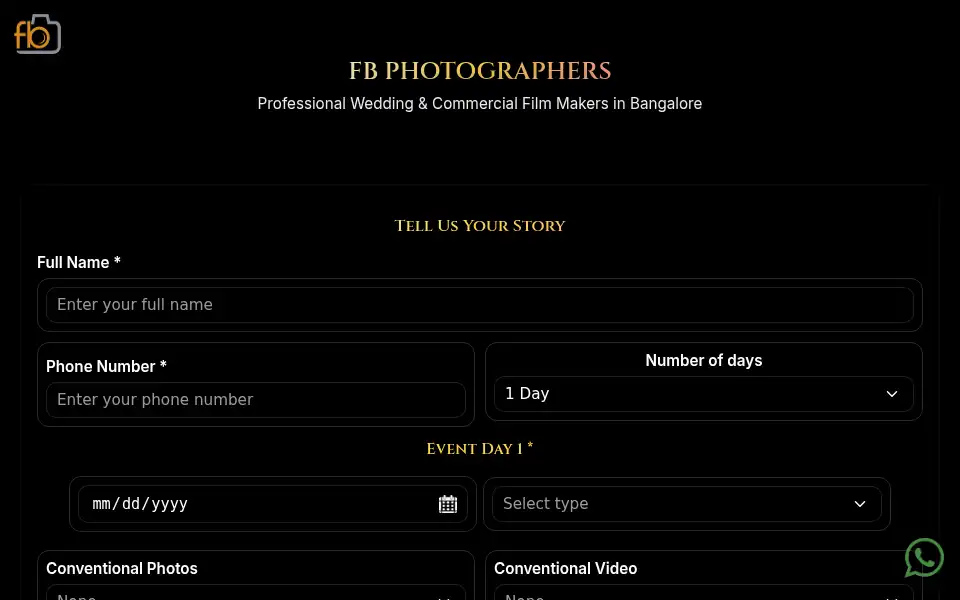 Screenshot of fbphotographers.com