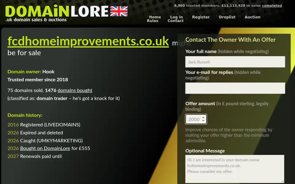 Screenshot of fcdhomeimprovements.co.uk