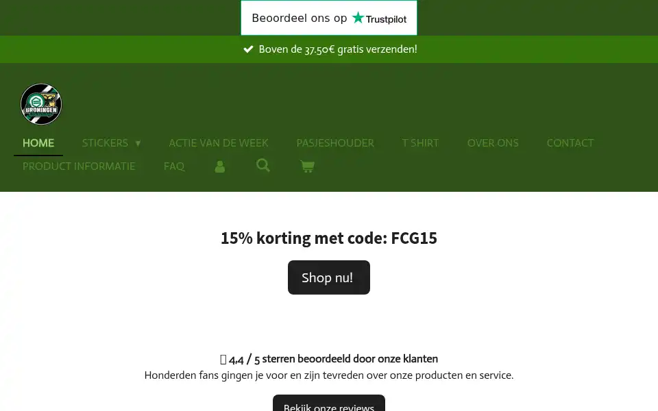 Screenshot of fcgroningenstickershop.com