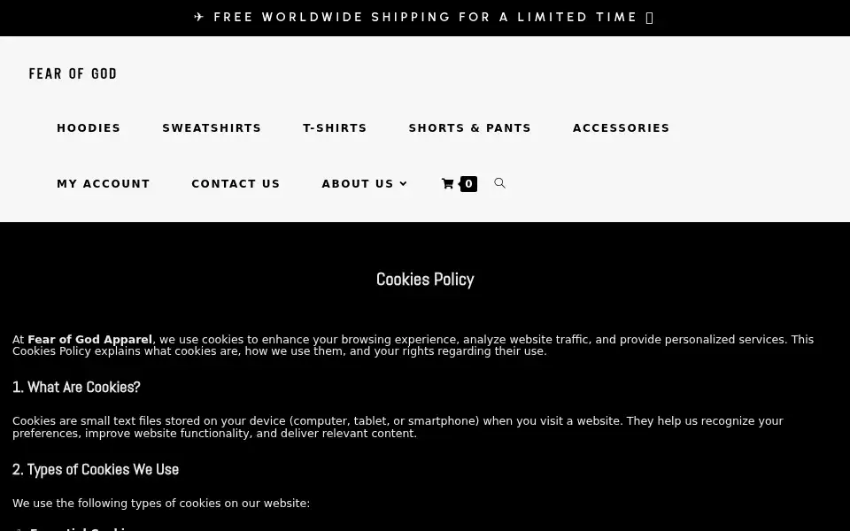Screenshot of fearofgodapparel.com