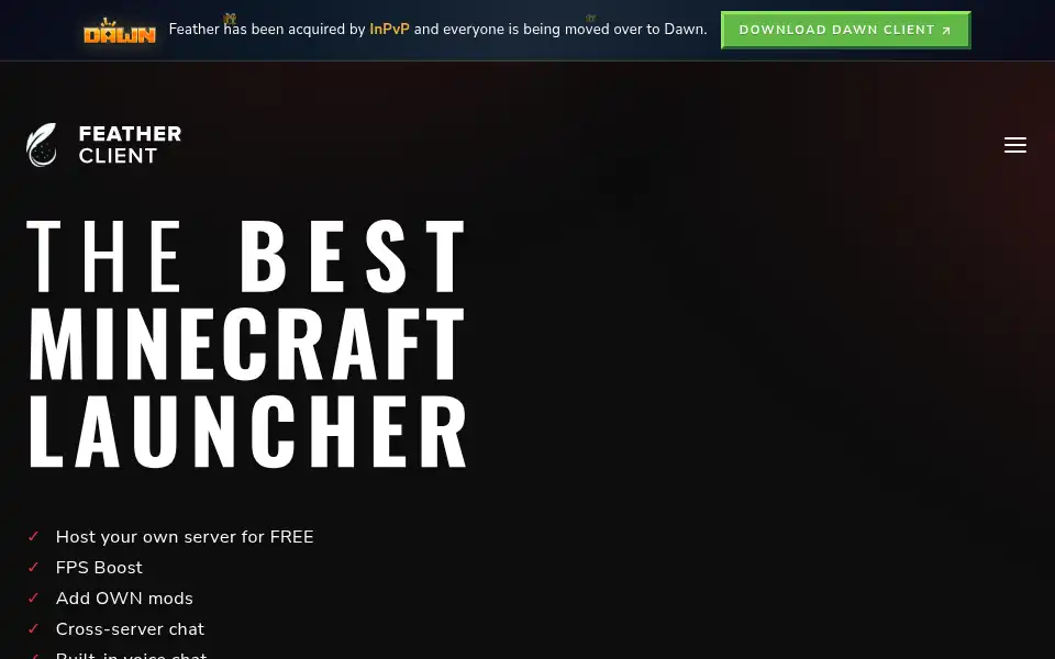 Screenshot of feathermc.com