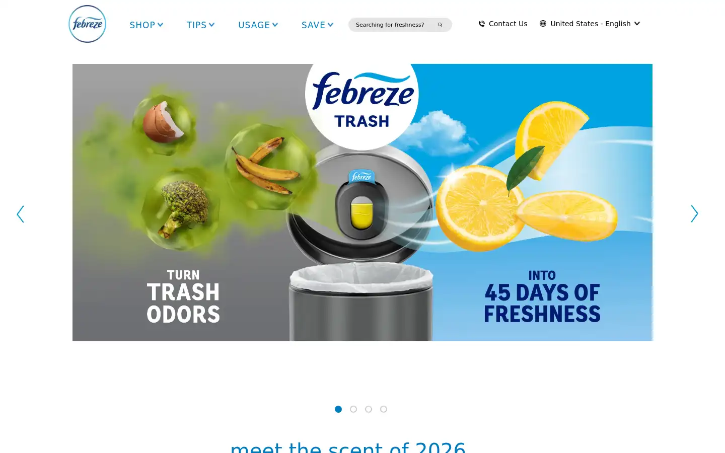Screenshot of febreze.com