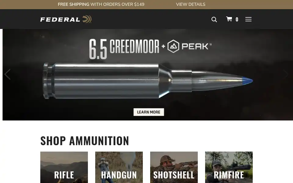 Screenshot of federalpremium.com