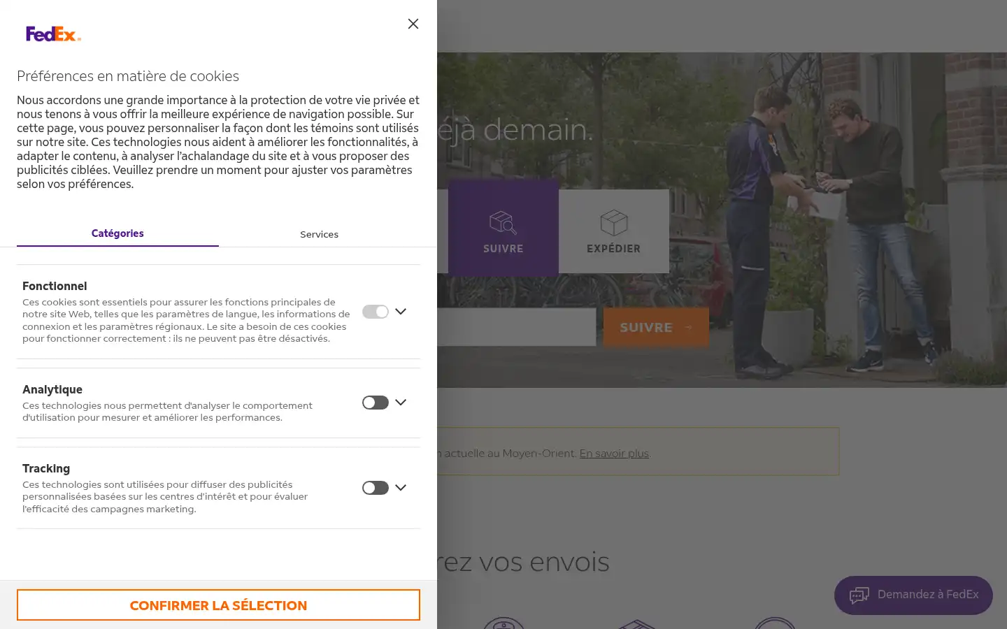 Screenshot of fedex.fr