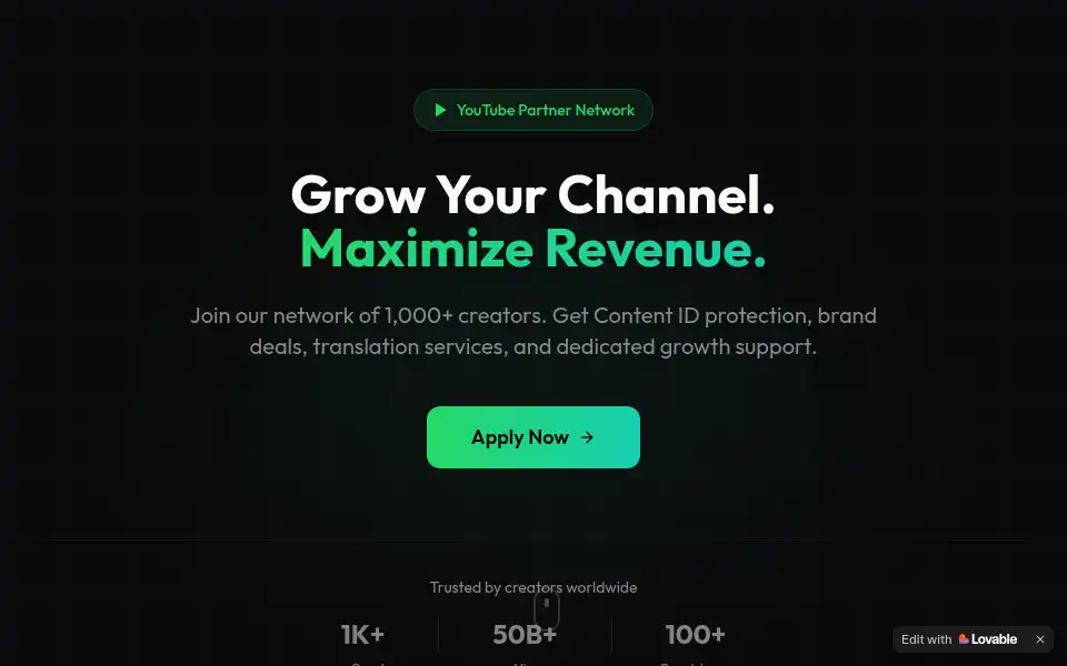 Screenshot of feelgoodnetwork.io