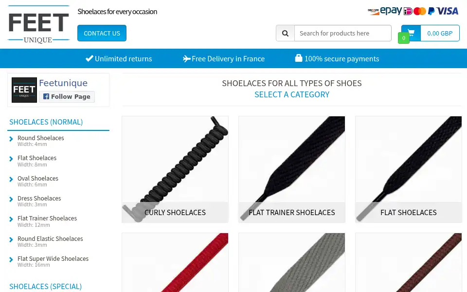 Screenshot of feetunique.co.uk