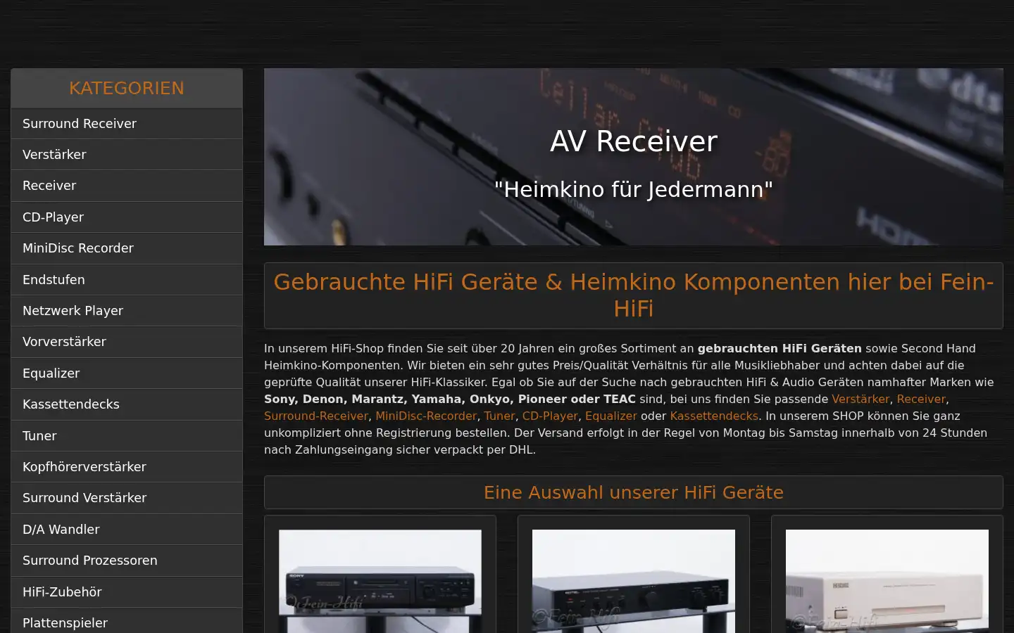 Screenshot of fein-hifi.de