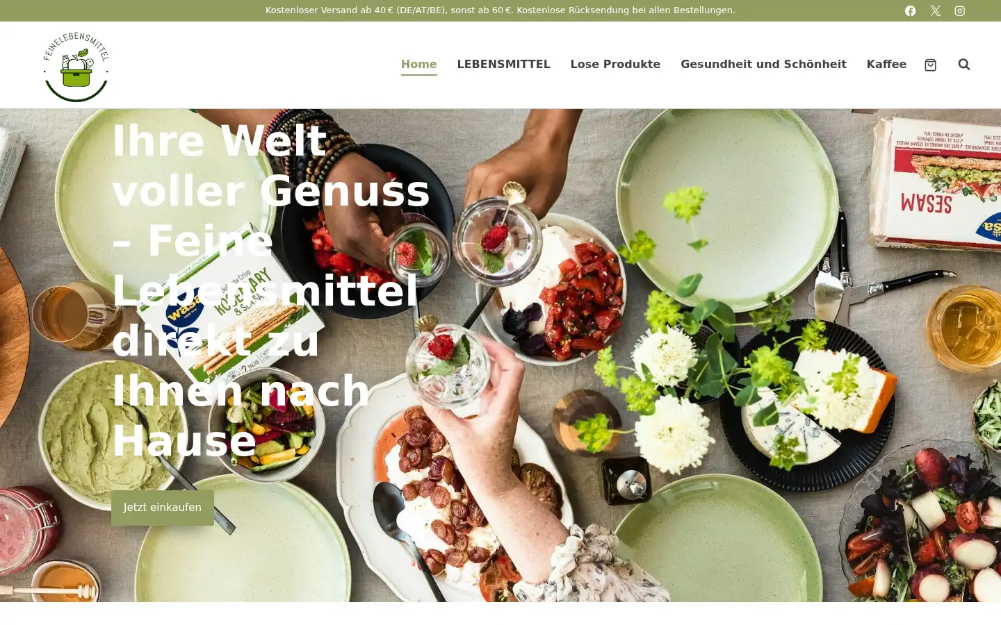 Screenshot of feinelebensmittel.com
