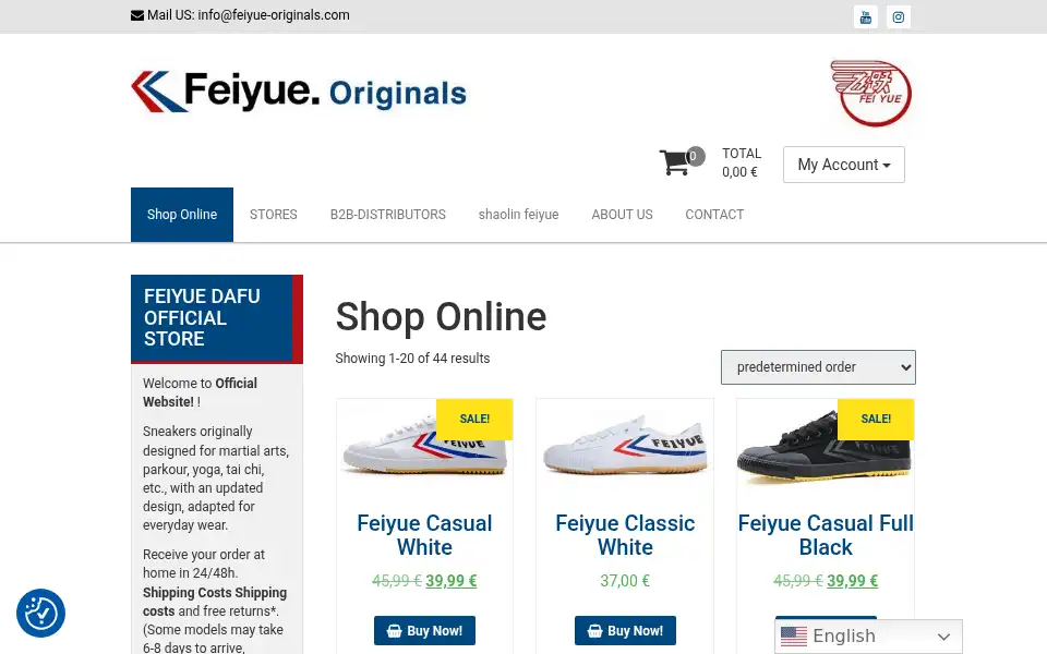 Screenshot of feiyue-originals.com