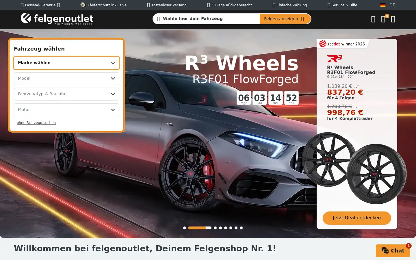 Screenshot of felgenoutlet.at
