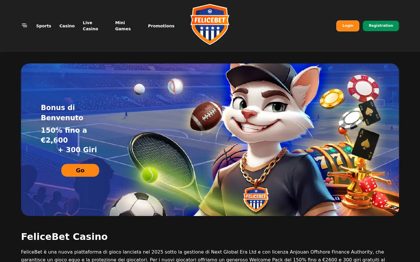 Screenshot of felice.bet