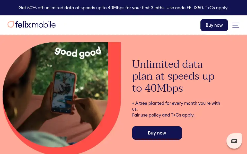 Screenshot of felixmobile.com.au