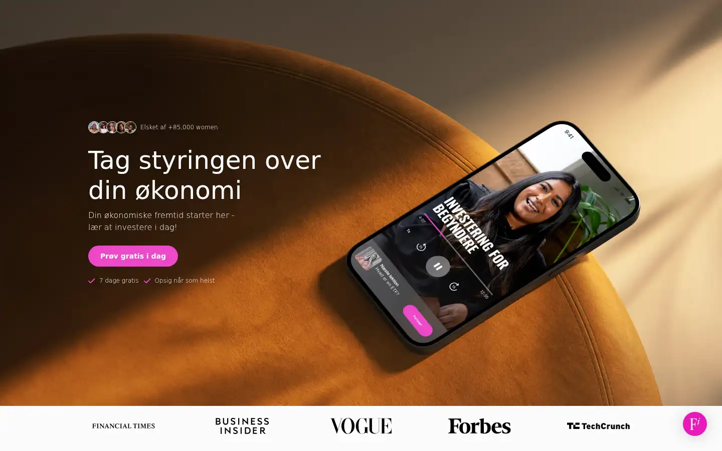 Screenshot of femaleinvest.dk