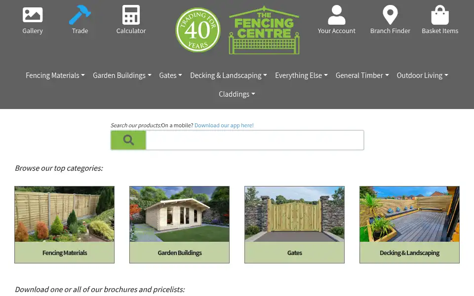 Screenshot of fencingcentre.co.uk