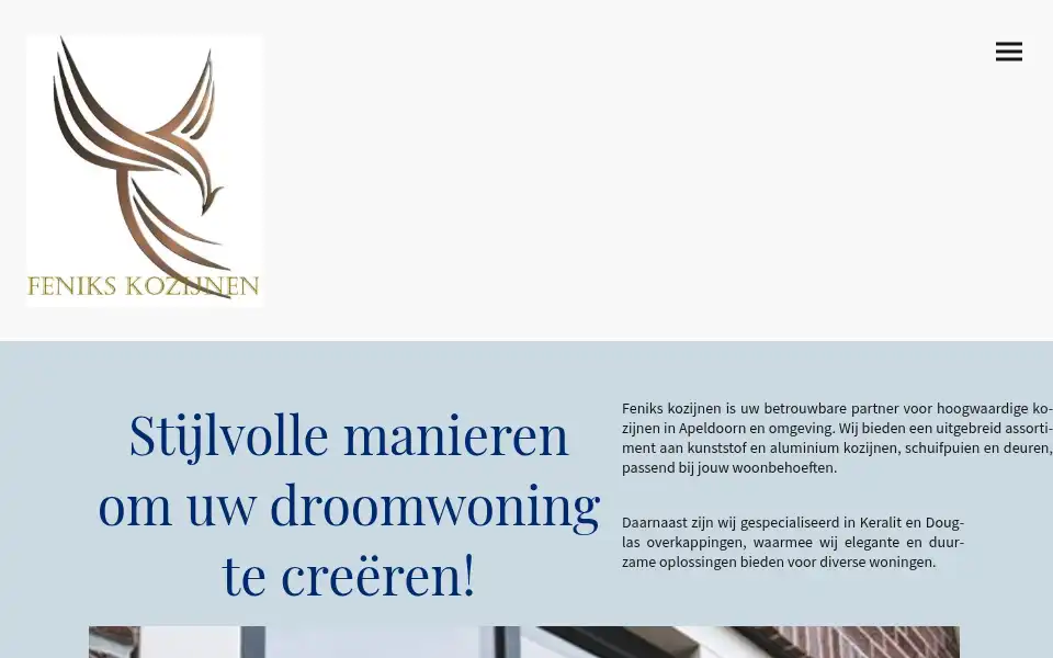 Screenshot of fenikskozijnen.nl