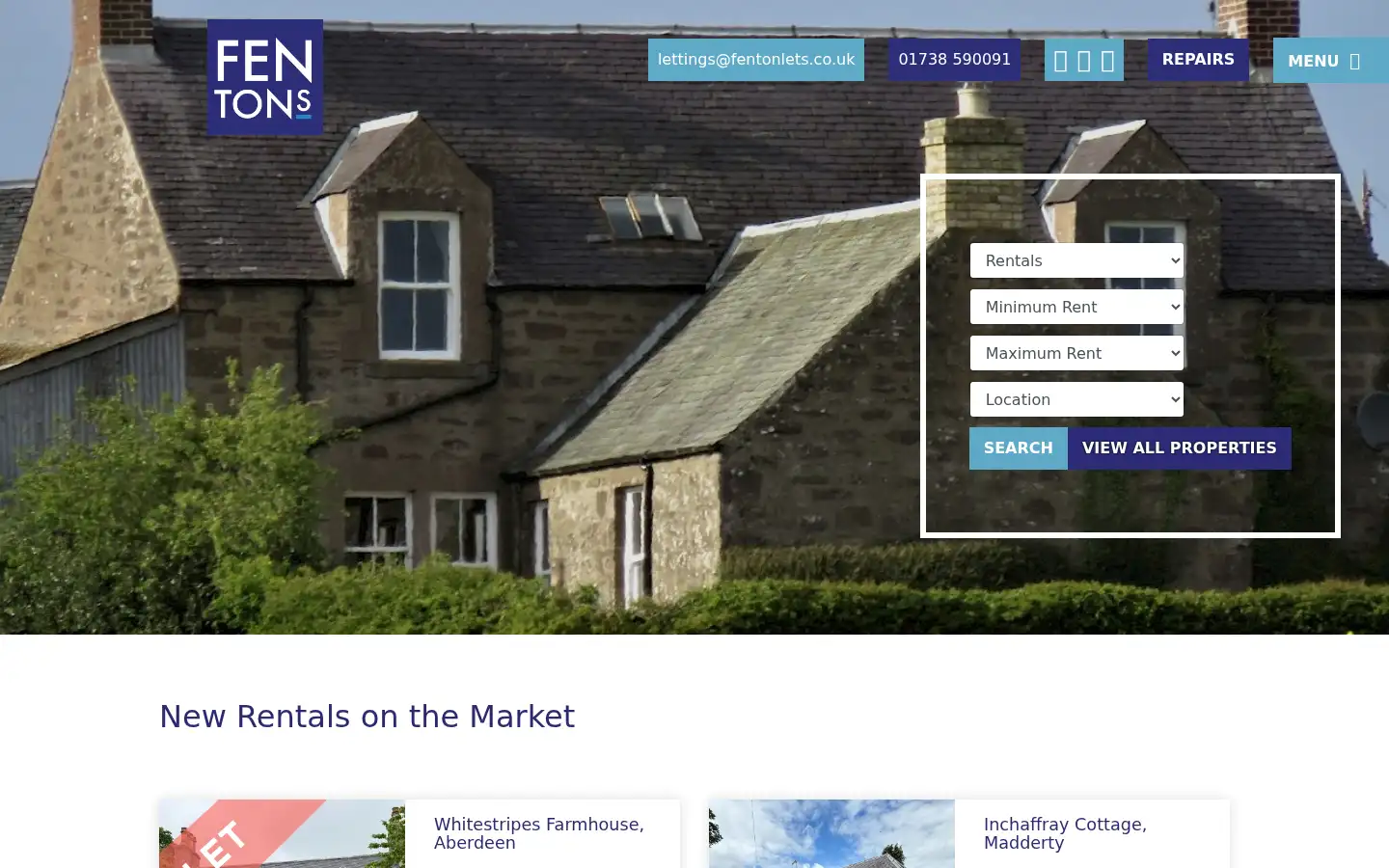 Screenshot of fentonlets.co.uk